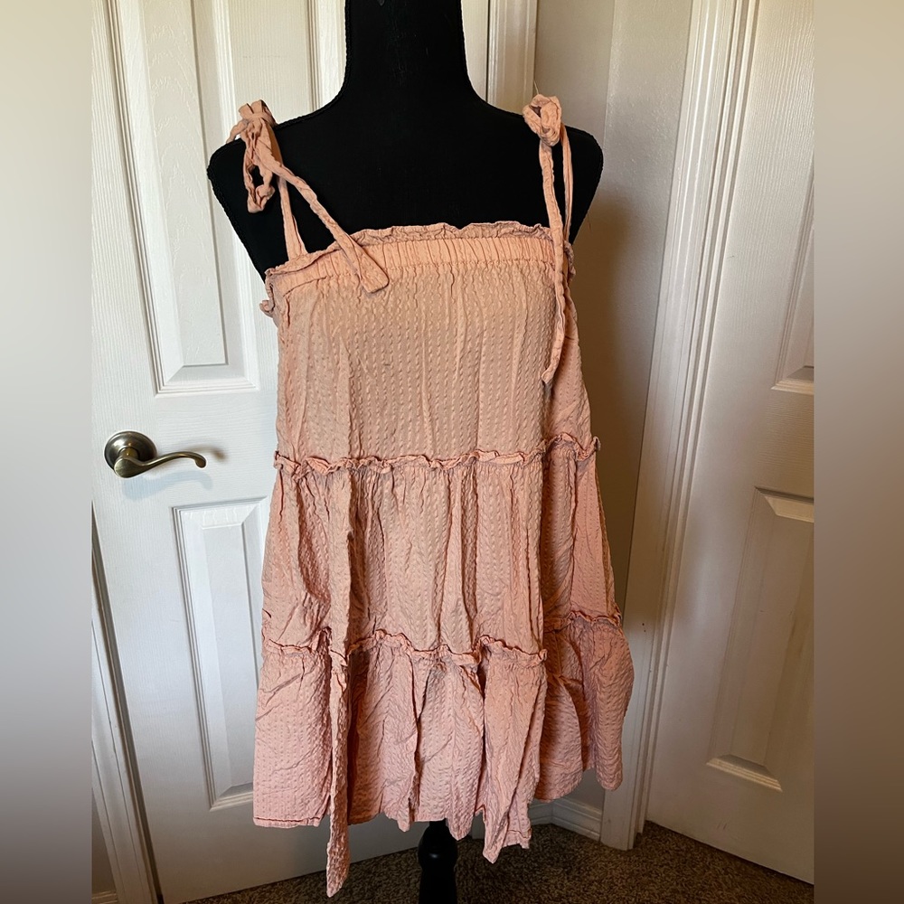 Pink sundress with ribbon straps
